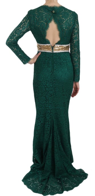 Dolce & Gabbana - Robe fourreau en dentelle à ceinture or et cristal pour femme - Image 2