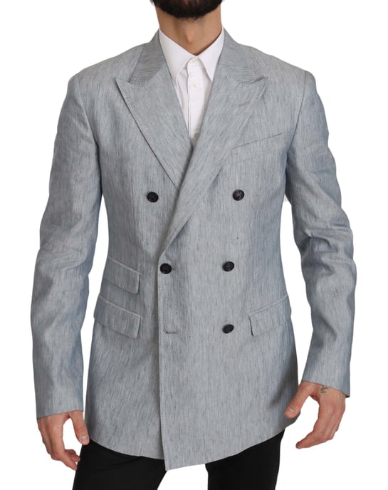 Dolce & Gabbana - Veste NAPOLI en lin bleu pour hommes - Manteau Blazer - Image 6
