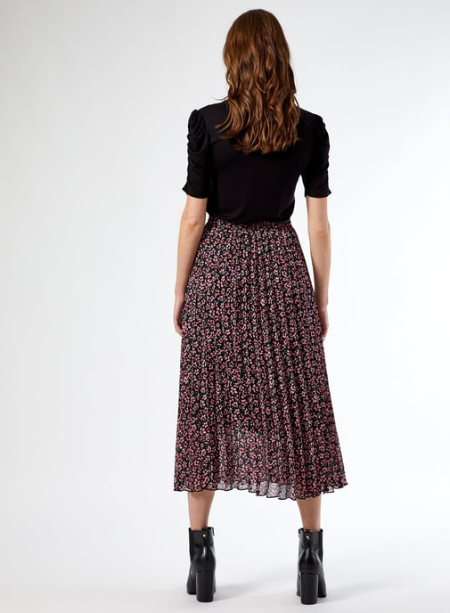 Dorothy Perkins Womens Multi Floral Print Pleated Midi Skirt Casual Bottoms