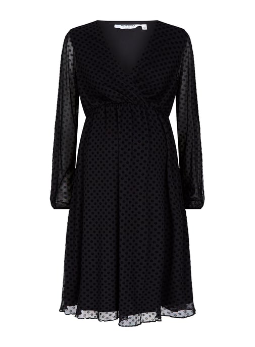 Dorothy Perkins Womens Maternity Black Mesh Wrap Dobby Dress Long Sleeve