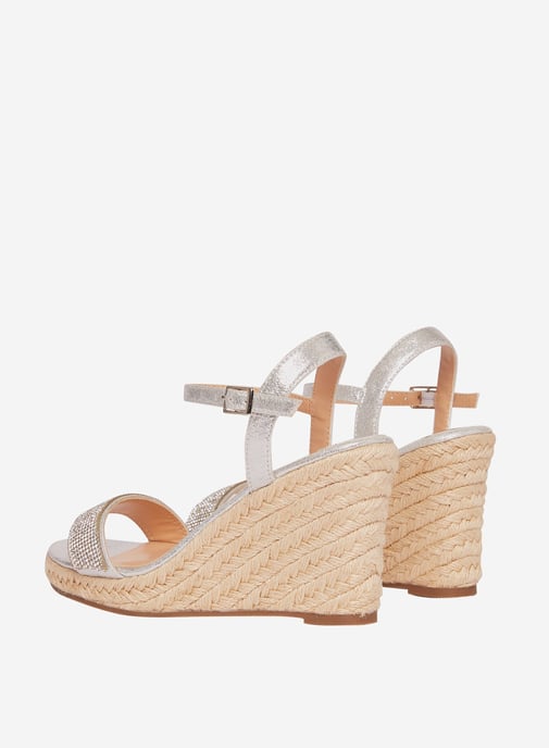 Dorothy Perkins Womens Grey Raa Raa Wedge Sandals Open Toe Heels Buckle Shoes