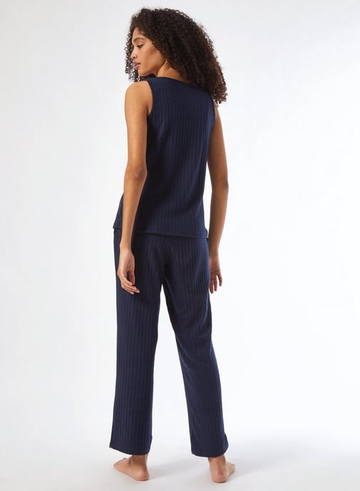 Dorothy Perkins Womens Navy Velvet Twosie Nightwear Sleepwear Loungewear