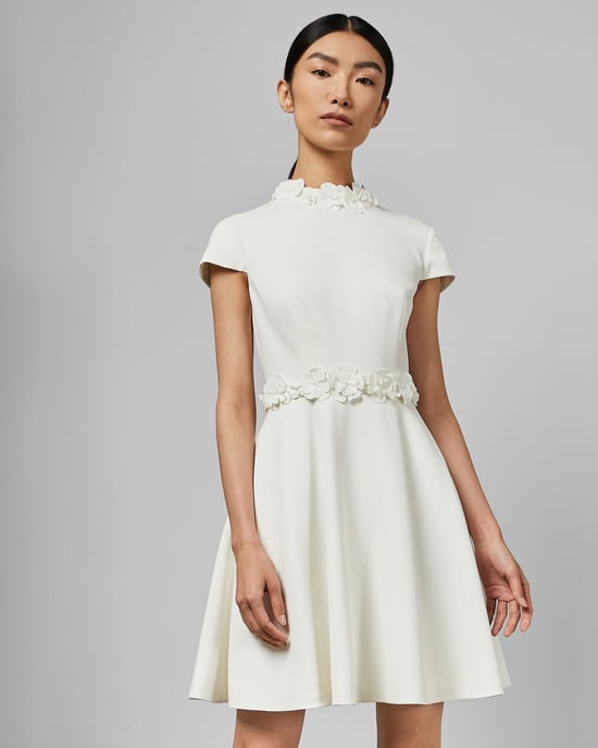 Ted Baker Elianah Floral Applique Skater Dress in White