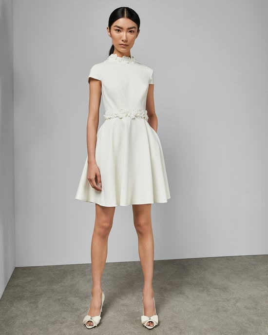 Ted Baker Elianah Floral Applique Skater Dress in White