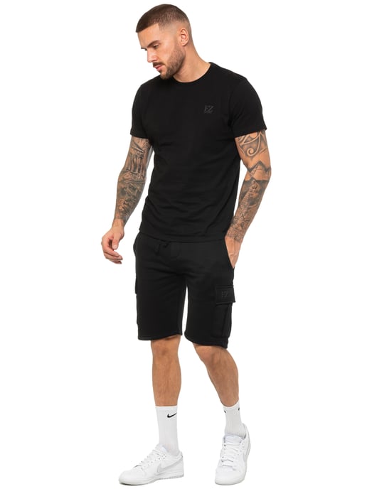 Enzo | Herren T-Shirt Trainingsanzug mit Shorts Set - Schwarz - Image 4