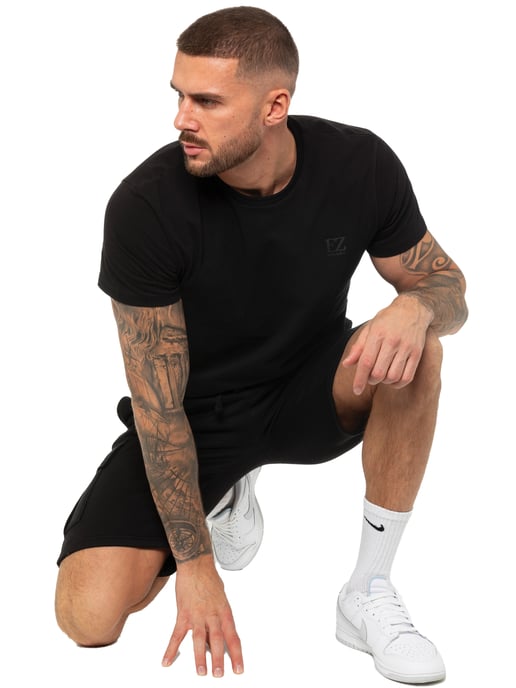 Enzo | Herren T-Shirt Trainingsanzug mit Shorts Set - Schwarz - Image 6