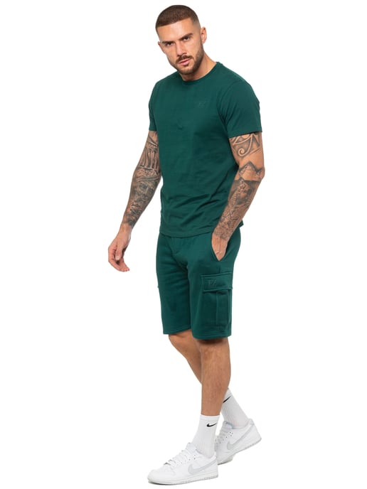 Enzo | Herren T-Shirt Trainingsanzug mit Shorts Set - Grün - Image 3