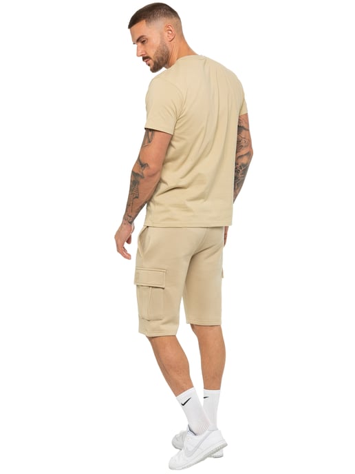 Enzo | Herren T-Shirt Trainingsanzug mit Shorts Set- Stone - Image 3