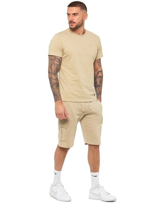 Enzo | Herren T-Shirt Trainingsanzug mit Shorts Set- Stone - Image 5