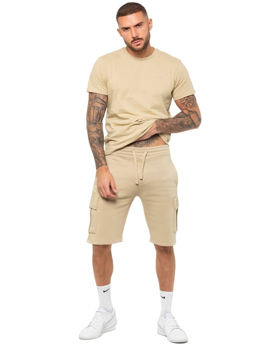 Enzo | Herren T-Shirt Trainingsanzug mit Shorts Set- Stone - Image 1