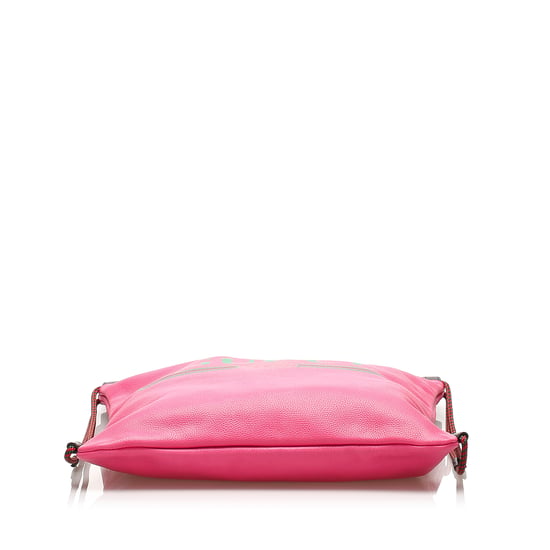 Vintage Gucci Logo Drawstring Leather Backpack Pink - Image 4