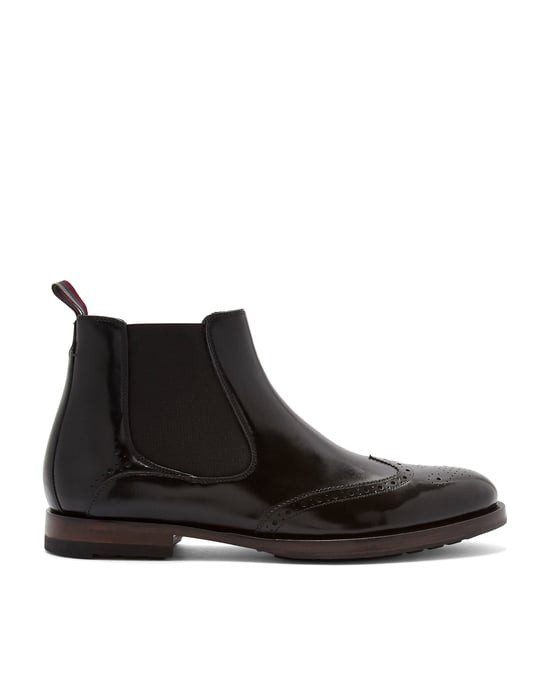 Ted Baker Camheri Leather Brogue Detail Chelsea Boots, Black