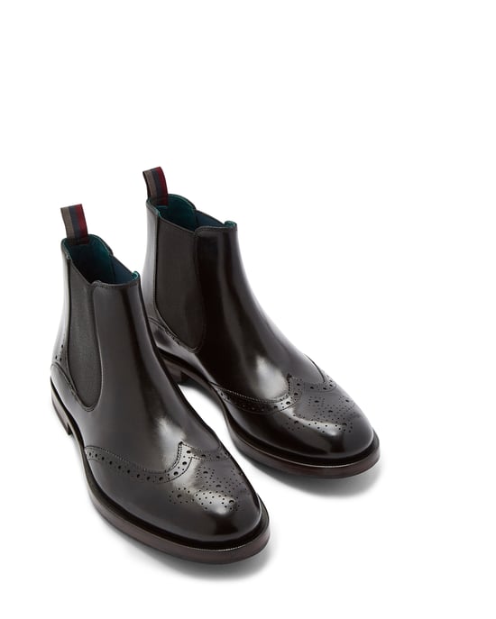 Ted Baker Camheri Leather Brogue Detail Chelsea Boots, Black