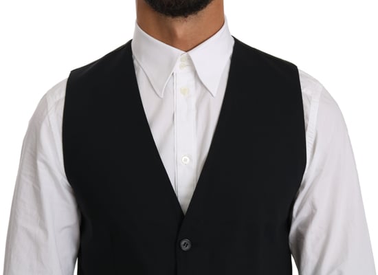 Dolce & Gabbana Blue Wool Waistcoat Formal Gilet Vest