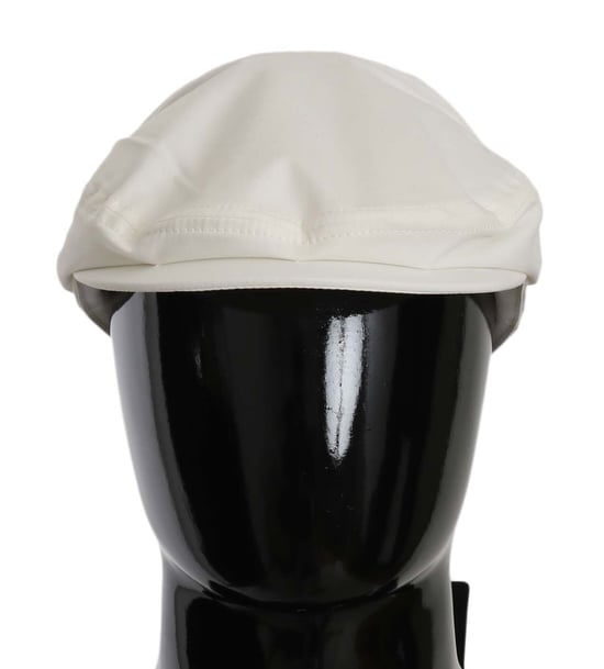 Dolce & Gabbana Men's White Cotton Stretch Logo Newsboy Hat Cap - Image 1