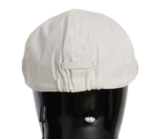 Dolce & Gabbana Men's White Cotton Stretch Logo Newsboy Hat Cap - Image 2
