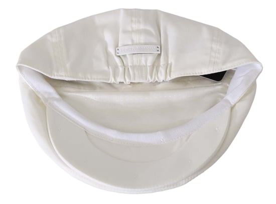 Dolce & Gabbana Men's White Cotton Stretch Logo Newsboy Hat Cap - Image 4
