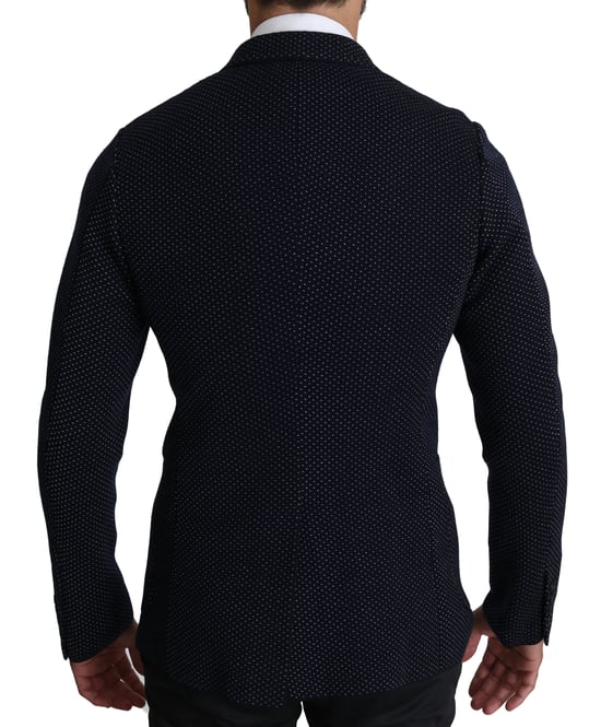 Dolce & Gabbana - Manteau bleu foncé à pois et à double boutonnage pour homme - Blazer - Image 3