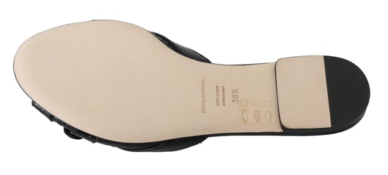 Dolce & Gabbana Black Ayers Leather Flats Slides Shoes