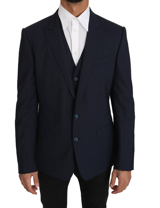 Dolce & Gabbana Hommes Blazer Gilet 2 Pièces Laine Bleue MARTINI - Image 1