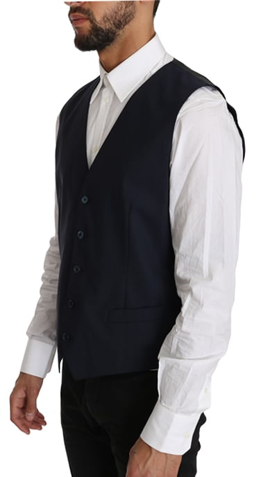 Dolce & Gabbana Hommes Blazer Gilet 2 Pièces Laine Bleue MARTINI - Image 3