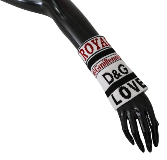 Dolce & Gabbana Black White Arm Warmer DG Love Royal Wool Wrap