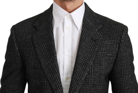Dolce & Gabbana - Blazer Slim Fit - Veste à carreaux gris - Hommes - Image 4