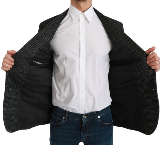Dolce & Gabbana - Blazer Slim Fit - Veste à carreaux gris - Hommes - Image 6