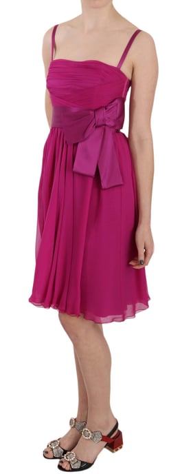 Dolce & Gabbana - Robe sans manches en soie avec nœud rose fuchsia pour femme - Image 3