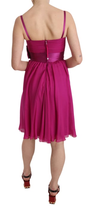 Dolce & Gabbana - Robe sans manches en soie avec nœud rose fuchsia pour femme - Image 4