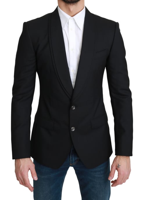 Dolce & Gabbana - Blazer en laine noir à simple boutonnage pour homme - Image 1