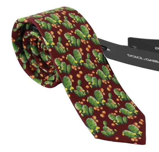 Dolce & Gabbana Multicolor 100% Seide Kaktus Druck Klassische Krawatte - Image 1
