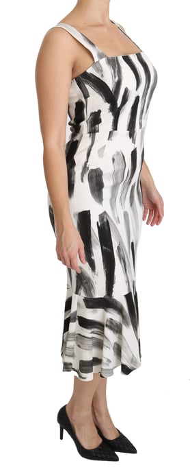 Dolce & Gabbana Women's White Black Printed Sheath Midi Viscose Dress - Image 2