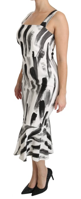 Dolce & Gabbana Women's White Black Printed Sheath Midi Viscose Dress - Image 3