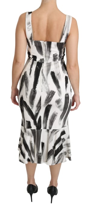 Dolce & Gabbana Women's White Black Printed Sheath Midi Viscose Dress - Image 4