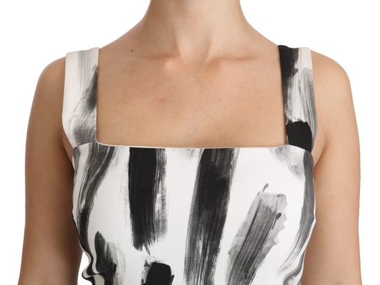 Dolce & Gabbana Women's White Black Printed Sheath Midi Viscose Dress - Image 5