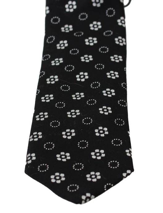 Dolce & Gabbana Cravate classique noire 100% soie à imprimé floral pour hommes - Image 2