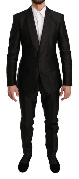 Dolce & Gabbana Schwarzer Slim Fit 2-teiliger MARTINI Seidenanzug - Image 1