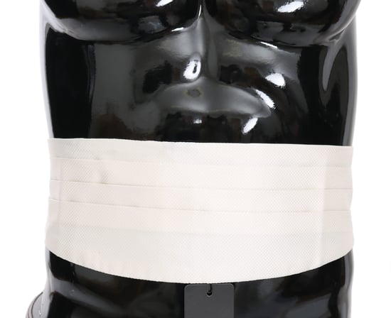 Dolce & Gabbana White Men's Waist Belt 100% Silk Cummerbund (ceinture pour homme) - Image 1