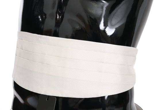 Dolce & Gabbana White Men's Waist Belt 100% Silk Cummerbund (ceinture pour homme) - Image 4