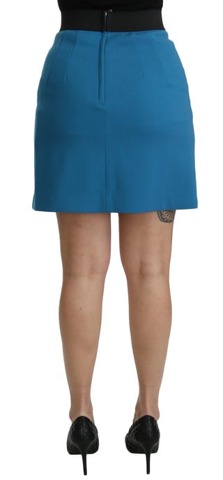 Dolce & Gabbana - Mini-jupe en laine bleue à taille haute avec ornements pour femme - Image 5