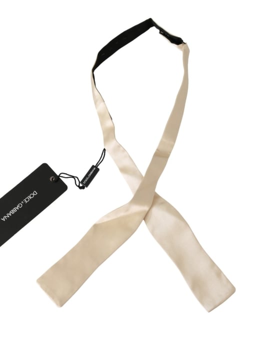Dolce & Gabbana Beige Slim Skinny Men's Necktie 100% Silk Tie - Image 1