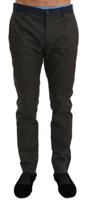 Dolce & Gabbana Blau Graue Streifen Hose Baumwolle Hose - Image 1