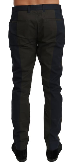 Dolce & Gabbana Blau Graue Streifen Hose Baumwolle Hose - Image 3