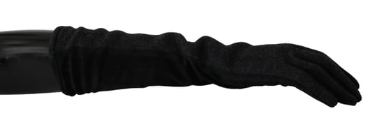 Dolce & Gabbana Women's Black Gray Mid Arm Length Mittens Wool Gloves (Gants en laine) - Image 1
