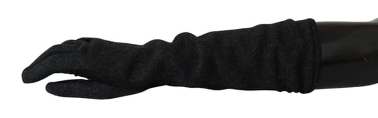 Dolce & Gabbana Women's Black Gray Mid Arm Length Mittens Wool Gloves (Gants en laine) - Image 2