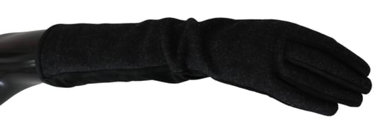 Dolce & Gabbana Women's Black Gray Mid Arm Length Mittens Wool Gloves (Gants en laine) - Image 3