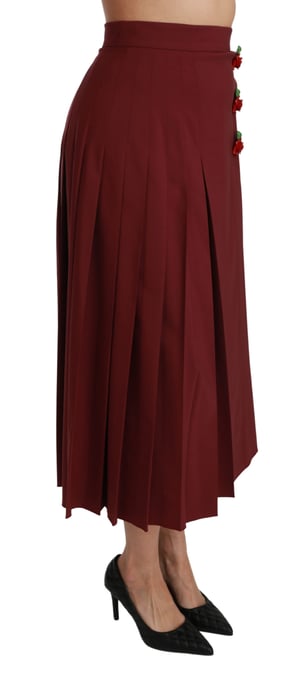 Dolce & Gabbana - Jupe longue plissée en laine rouge à taille haute pour femme - Image 3