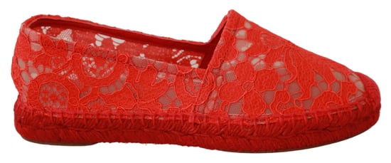 Dolce & Gabbana Rote Spitze Baumwoll-Espadrilles Ballerinas - Image 1