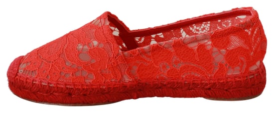 Dolce & Gabbana Rote Spitze Baumwoll-Espadrilles Ballerinas - Image 6